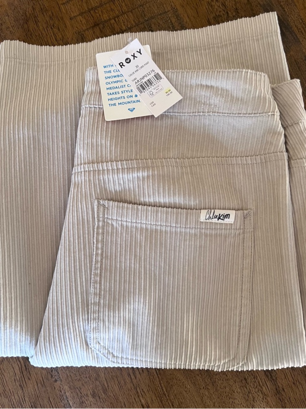 Roxy Chloe Kim Corduroy Pants in Light Taupe